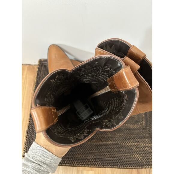 Justin Boots Brown Western Cowgirl Womens Size 7.5 B Leather Boho Basics - Picture 9 of 13